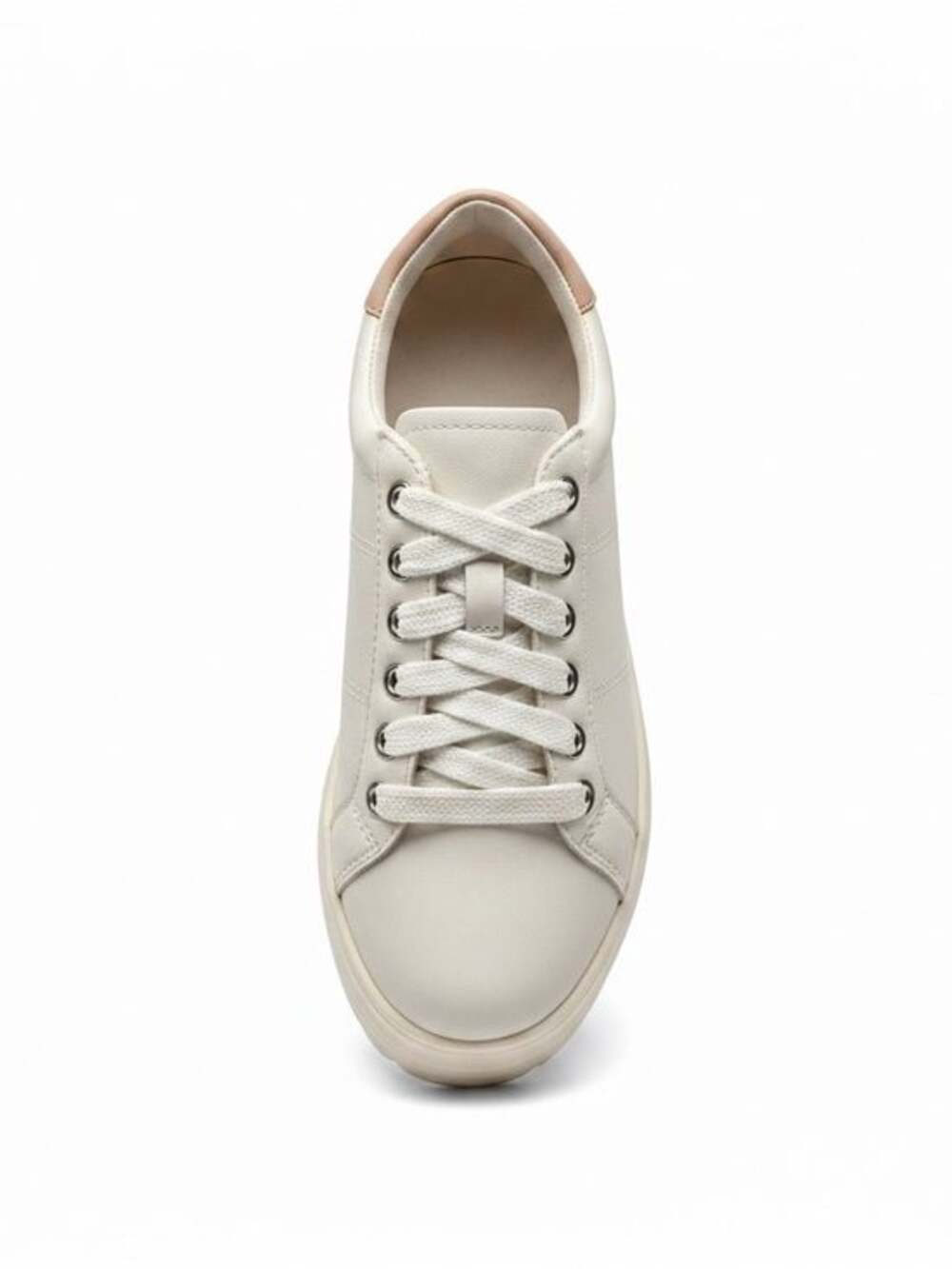 Linea Paolo White Platform Nappa Leather Sneakers with Eggshell accent - Picture 3 of 6